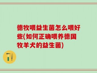 德牧喂益生菌怎么喂好些(如何正确喂养德国牧羊犬的益生菌)