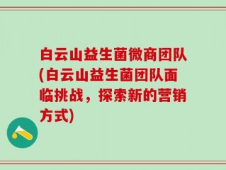 白云山益生菌微商团队(白云山益生菌团队面临挑战，探索新的营销方式)