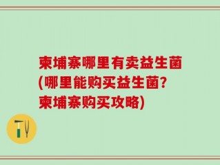 柬埔寨哪里有卖益生菌(哪里能购买益生菌？柬埔寨购买攻略)