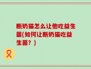 断奶猫怎么让他吃益生菌(如何让断奶猫吃益生菌？)