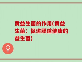 黄益生菌的作用(黄益生菌：促进肠道健康的益生菌)