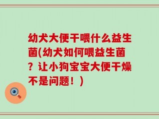 幼犬大便干喂什么益生菌(幼犬如何喂益生菌？让小狗宝宝大便干燥不是问题！)