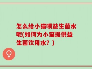 怎么给小猫喂益生菌水呢(如何为小猫提供益生菌饮用水？)
