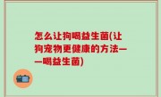 怎么让狗喝益生菌(让狗宠物更健康的方法——喝益生菌)