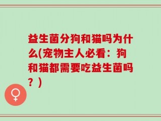 益生菌分狗和猫吗为什么(宠物主人必看：狗和猫都需要吃益生菌吗？)