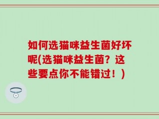 如何选猫咪益生菌好坏呢(选猫咪益生菌？这些要点你不能错过！)