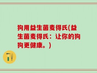 狗用益生菌麦得氏(益生菌麦得氏：让你的狗狗更健康。)