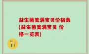 益生菌美满宝贝价格表(益生菌美满宝贝 价格一览表)