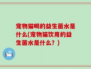 宠物猫喝的益生菌水是什么(宠物猫饮用的益生菌水是什么？)