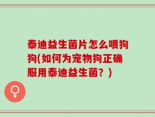 泰迪益生菌片怎么喂狗狗(如何为宠物狗正确服用泰迪益生菌？)