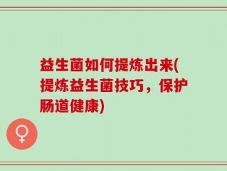 益生菌如何提炼出来(提炼益生菌技巧，保护肠道健康)