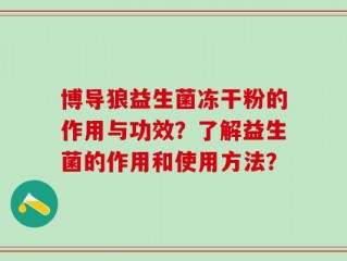 博导狼益生菌冻干粉的作用与功效？了解益生菌的作用和使用方法？