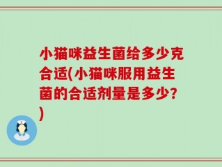 小猫咪益生菌给多少克合适(小猫咪服用益生菌的合适剂量是多少？)