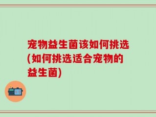 宠物益生菌该如何挑选(如何挑选适合宠物的益生菌)