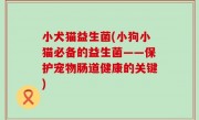 小犬猫益生菌(小狗小猫必备的益生菌——保护宠物肠道健康的关键)