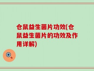 仓鼠益生菌片功效(仓鼠益生菌片的功效及作用详解)