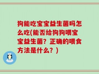 狗能吃宝宝益生菌吗怎么吃(能否给狗狗喂宝宝益生菌？正确的喂食方法是什么？)