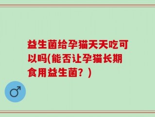 益生菌给孕猫天天吃可以吗(能否让孕猫长期食用益生菌？)