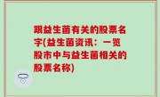 跟益生菌有关的股票名字(益生菌资讯：一览股市中与益生菌相关的股票名称)