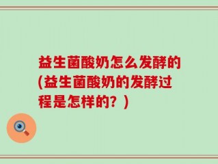 益生菌酸奶怎么发酵的(益生菌酸奶的发酵过程是怎样的？)