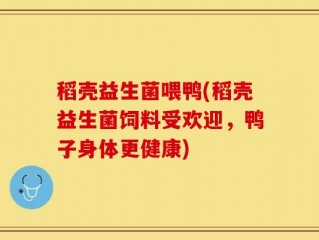 稻壳益生菌喂鸭(稻壳益生菌饲料受欢迎，鸭子身体更健康)