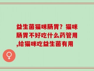 益生菌猫咪肠胃？猫咪肠胃不好吃什么药管用,给猫咪吃益生菌有用