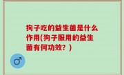 狗子吃的益生菌是什么作用(狗子服用的益生菌有何功效？)