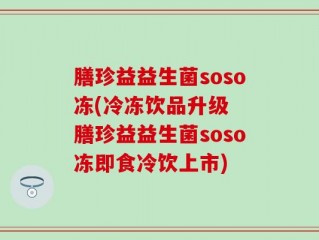 膳珍益益生菌soso冻(冷冻饮品升级  膳珍益益生菌soso冻即食冷饮上市)
