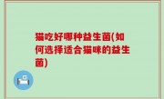 猫吃好哪种益生菌(如何选择适合猫咪的益生菌)