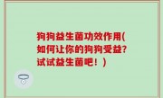 狗狗益生菌功效作用(如何让你的狗狗受益？试试益生菌吧！)