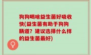 狗狗喝啥益生菌好吸收快(益生菌有助于狗狗肠道？建议选择什么样的益生菌最好)