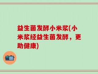 益生菌发酵小米浆(小米浆经益生菌发酵，更助健康)