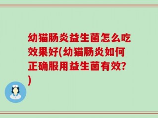 幼猫肠炎益生菌怎么吃效果好(幼猫肠炎如何正确服用益生菌有效？)