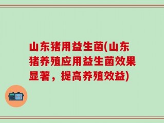山东猪用益生菌(山东猪养殖应用益生菌效果显著，提高养殖效益)