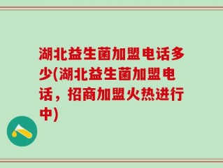 湖北益生菌加盟电话多少(湖北益生菌加盟电话，招商加盟火热进行中)