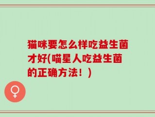 猫咪要怎么样吃益生菌才好(喵星人吃益生菌的正确方法！)