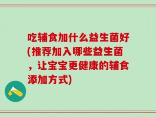 吃辅食加什么益生菌好(推荐加入哪些益生菌，让宝宝更健康的辅食添加方式)