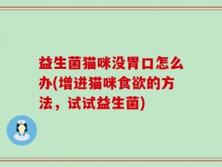 益生菌猫咪没胃口怎么办(增进猫咪食欲的方法，试试益生菌)