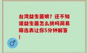 台湾益生菌娘？还不知道益生菌怎么挑吗简易筛选表让你5分钟解答!
