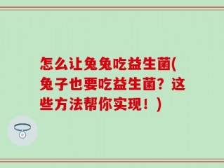 怎么让兔兔吃益生菌(兔子也要吃益生菌？这些方法帮你实现！)