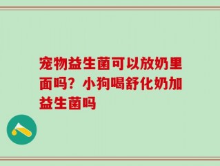 宠物益生菌可以放奶里面吗？小狗喝舒化奶加益生菌吗