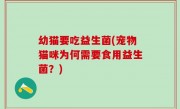 幼猫要吃益生菌(宠物猫咪为何需要食用益生菌？)