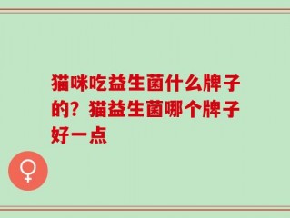 猫咪吃益生菌什么牌子的？猫益生菌哪个牌子好一点
