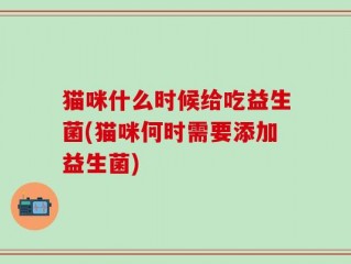 猫咪什么时候给吃益生菌(猫咪何时需要添加益生菌)