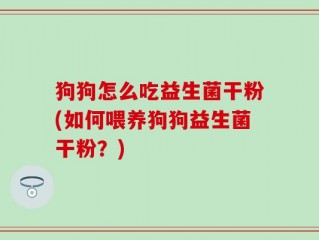 狗狗怎么吃益生菌干粉(如何喂养狗狗益生菌干粉？)