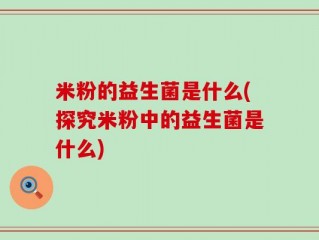米粉的益生菌是什么(探究米粉中的益生菌是什么)