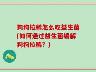 狗狗拉稀怎么吃益生菌(如何通过益生菌缓解狗狗拉稀？)