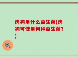 肉狗用什么益生菌(肉狗可使用何种益生菌？)