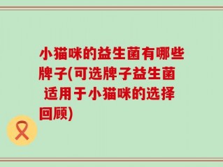 小猫咪的益生菌有哪些牌子(可选牌子益生菌 适用于小猫咪的选择回顾)