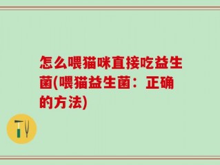 怎么喂猫咪直接吃益生菌(喂猫益生菌：正确的方法)
